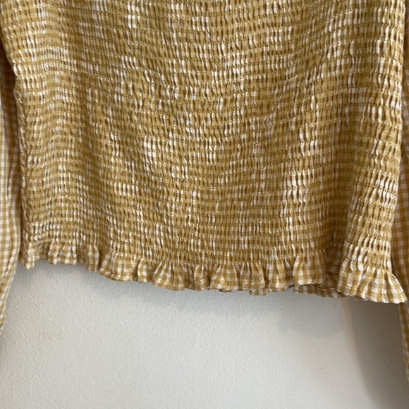Urban Outfitters Yellow Gingham Crop Top | Size Large - Picture 6 of 8